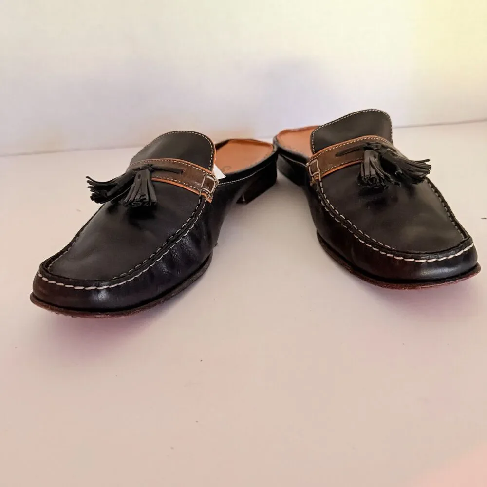 Cole Haan Black Leather Tassel Loafer Mules, Men's 9 Slip On